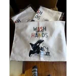 Orca  16x24" Hand Towel Set of  3- Tea Towels, Dishcloths, Washroom, NEW [i]